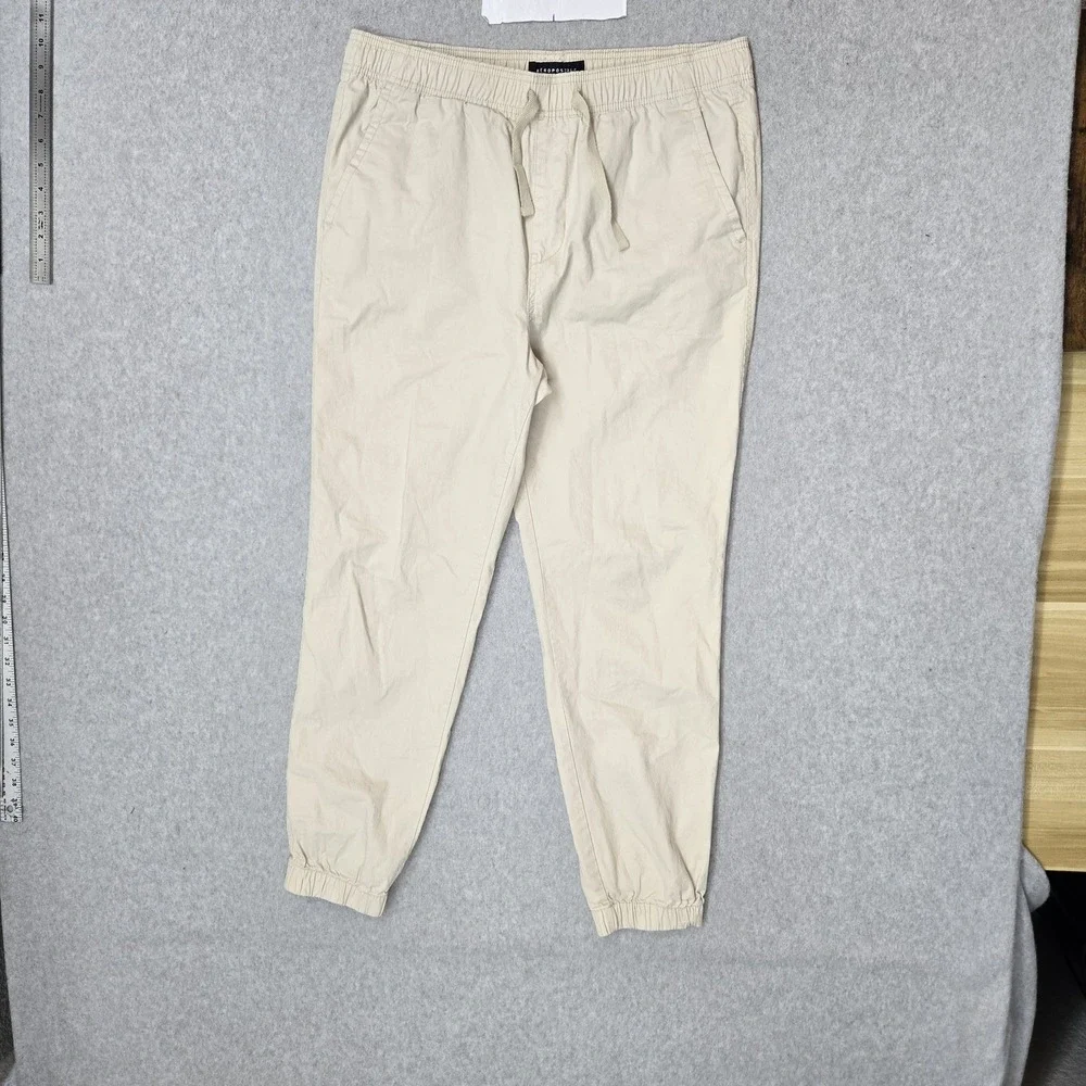 Aeropostale Men Pants M Beige Jogger 1114 Stretch 26